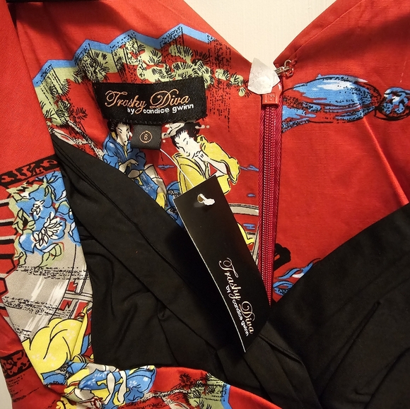 Trashy Diva Honey Baby Dress In Red Fans MULTIPLE SIZES Brand New! - Picture 10 of 11